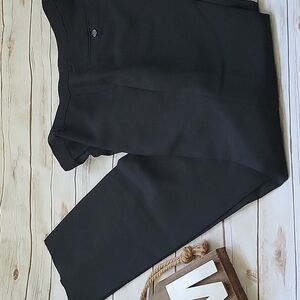 Braveman black flat front dress pants with unfinished hems